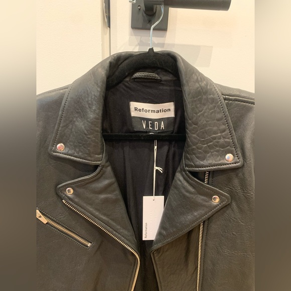 Large Reformation Veda Bad leather jacket - Picture 5 of 9
